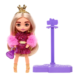 Кукла Extra Minis 8 Модница в мерцающем платье с меховой накидкой